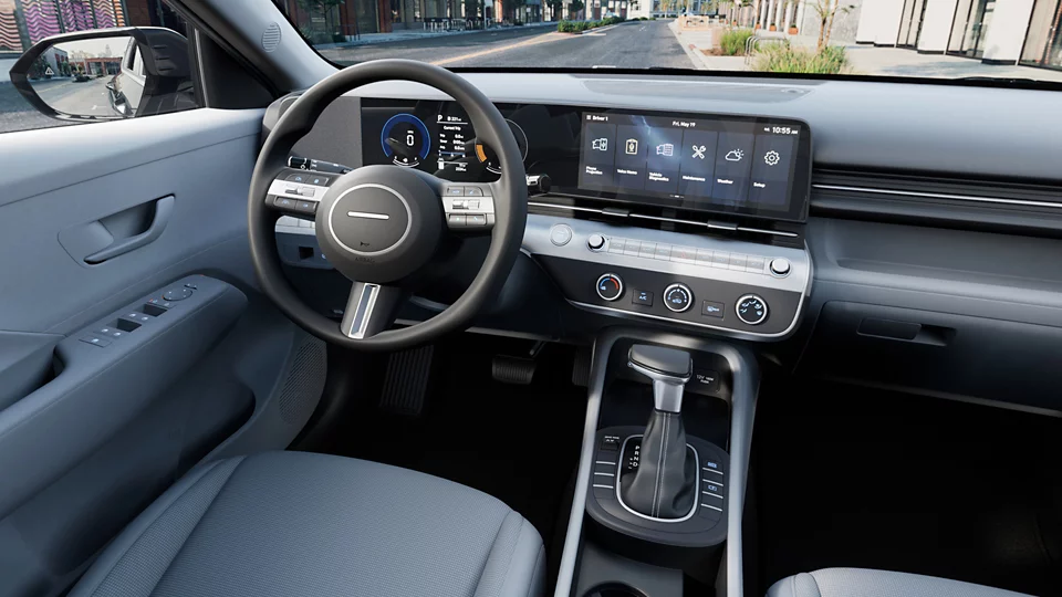 360 Interior Image of the 2027 KONA  SE in Gray
