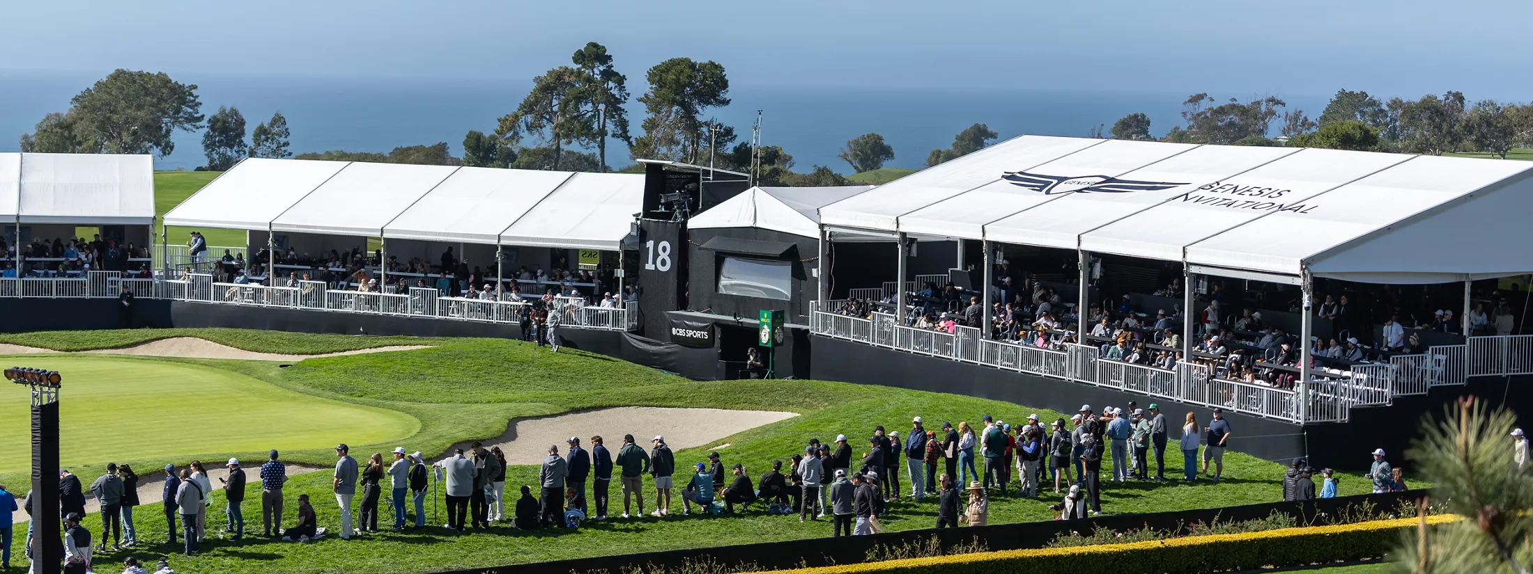 High angle phot of 2025 Genesis Invitational at the South Course of Torrey Pines in San Diego, CA