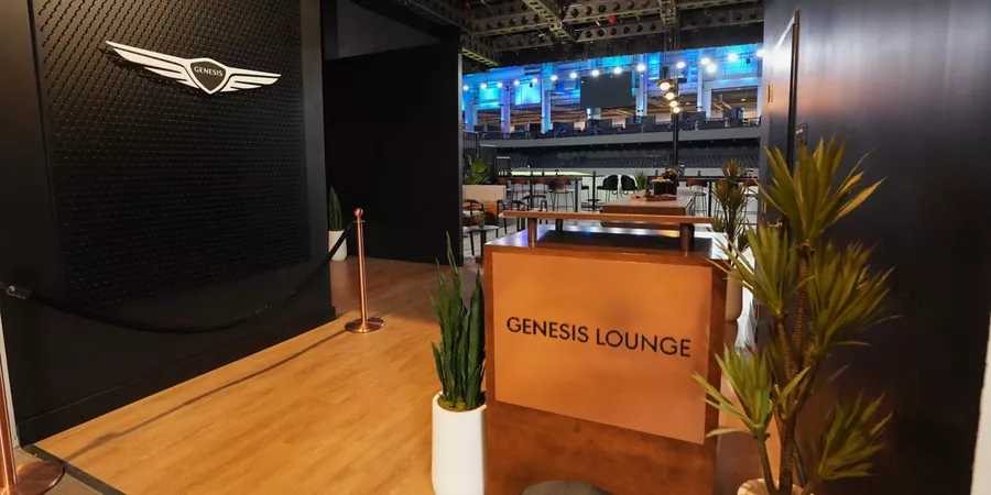 Entrance to the Genesis Lounge at the SOFI Center for TGL