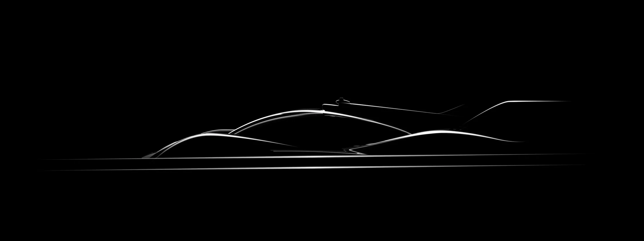 Silhouette line drawing of Genesis Magma Racing vehicle in black and white.