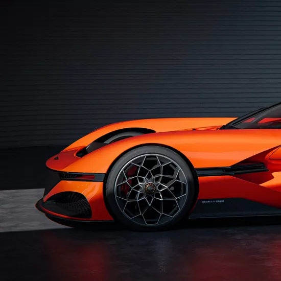 Side view of the X Gran concept vehicle's front half
