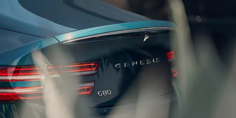 Electrified G80 rear view of tail lights.