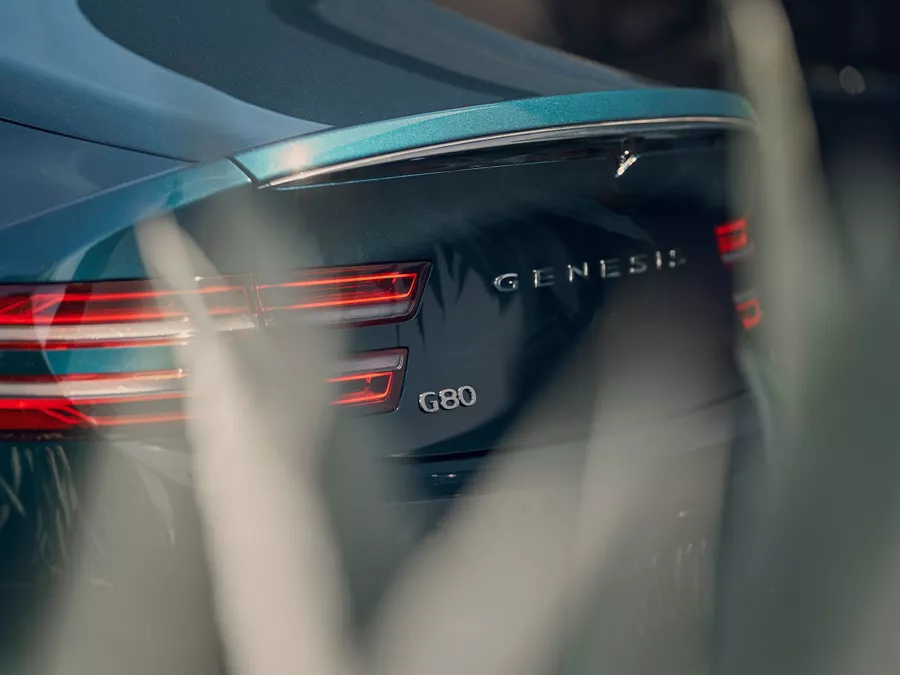 Electrified G80 rear view of tail lights.