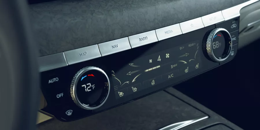 Electrified G80 air conditioning and heating controls.