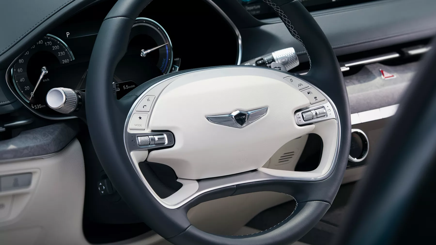 Electrified G80 steering wheel.