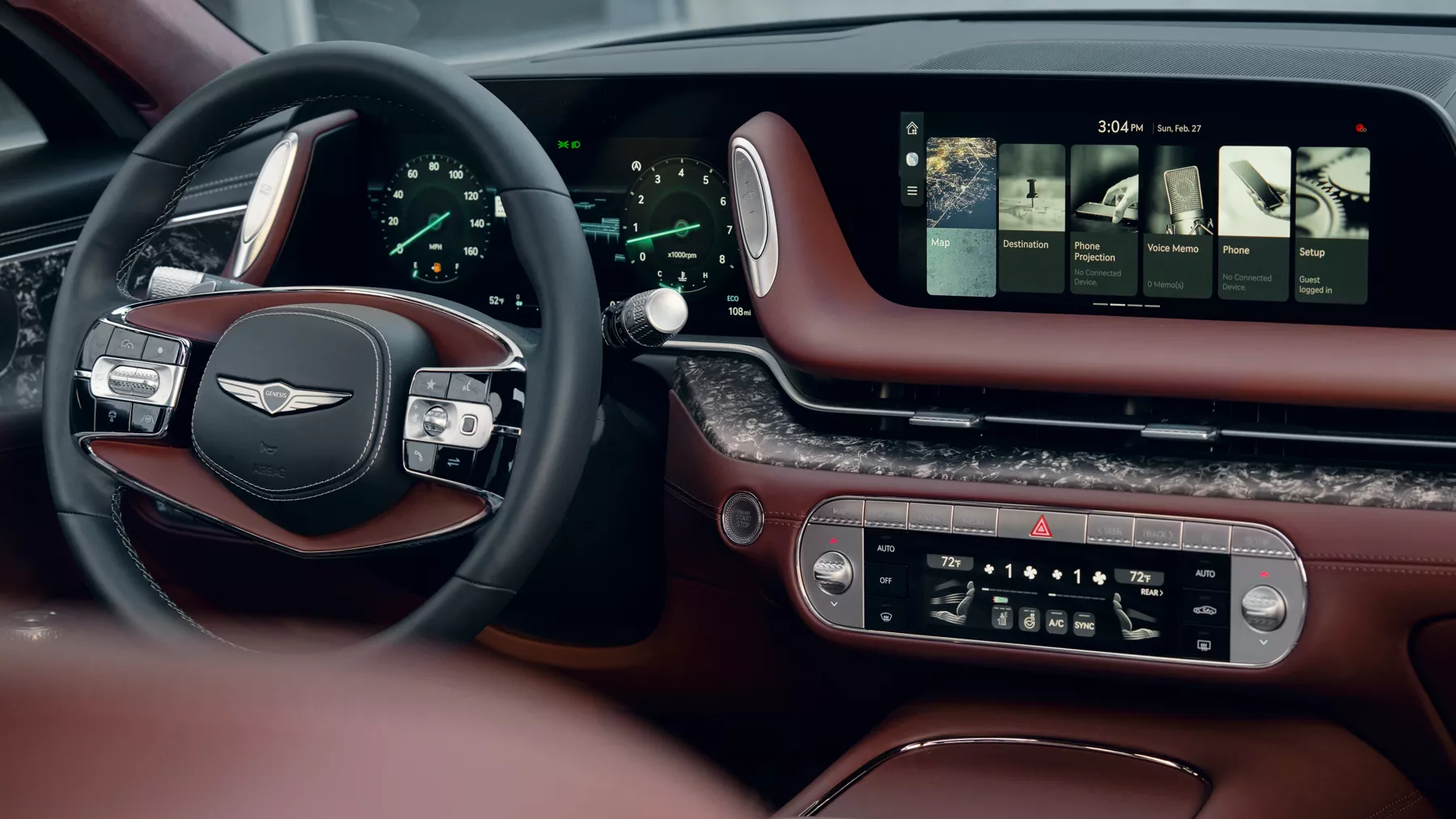 G90 steering wheel and infotainment screen.