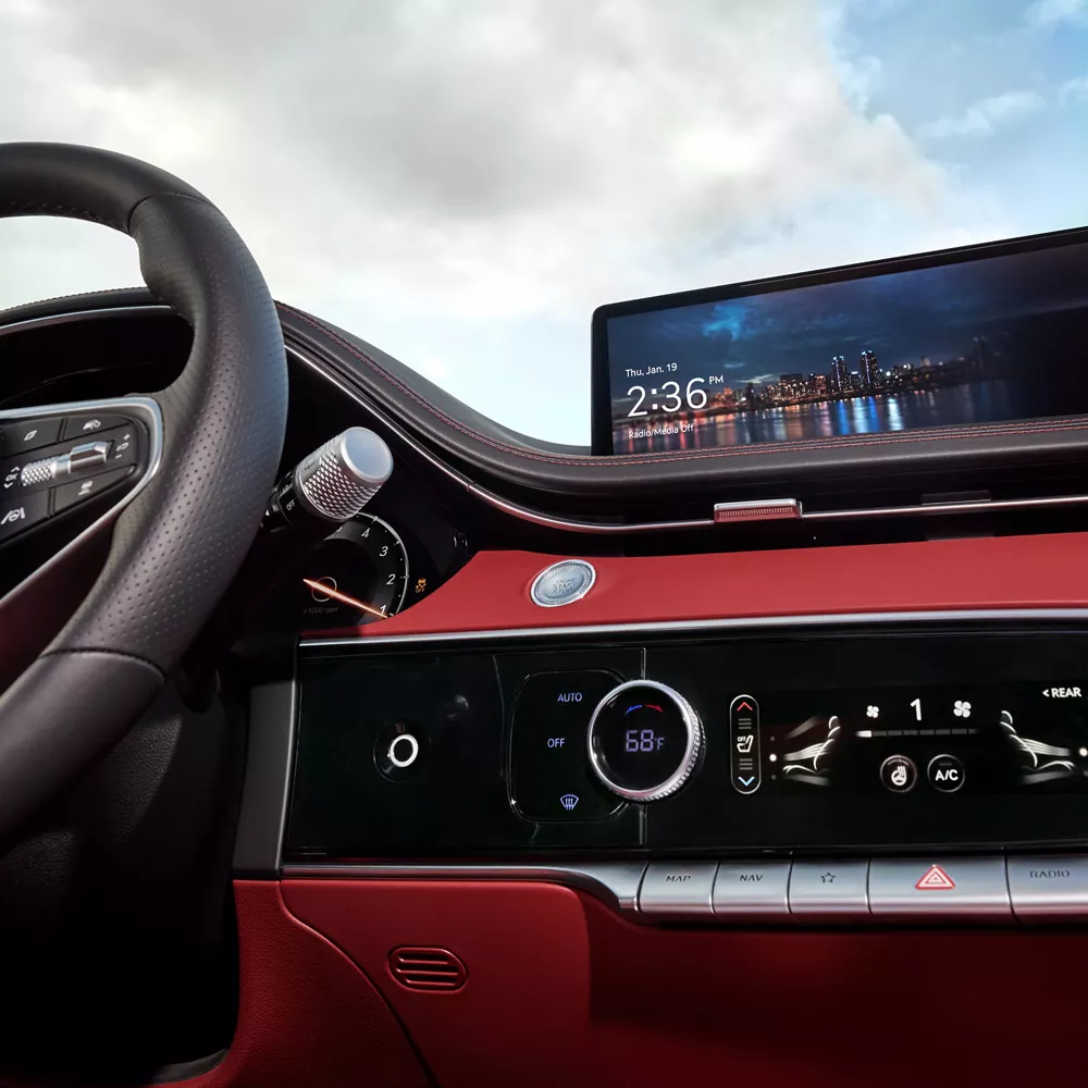 GV70 temperature controls and navigation screen.
