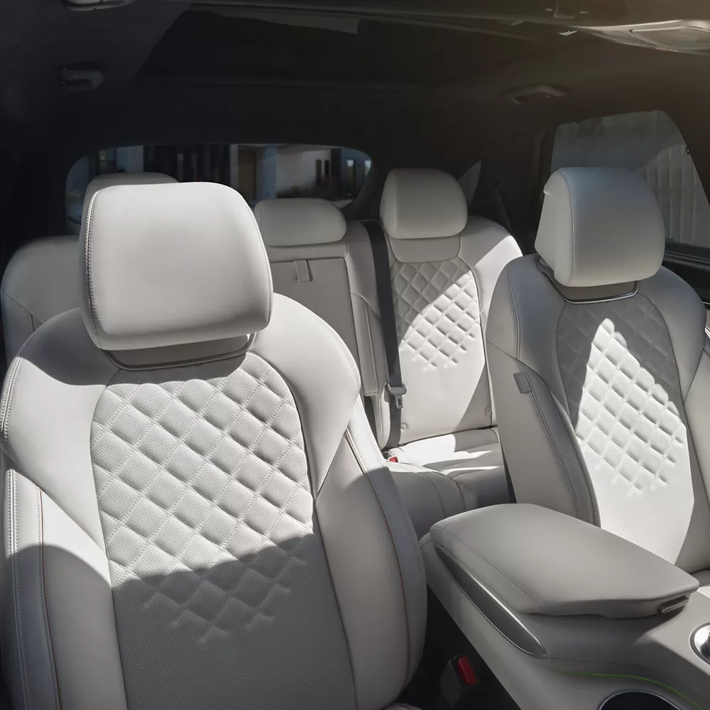 Electrified GV70 front and rear seating areas.