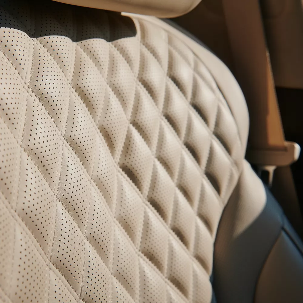 Quilted stiching on GV80 car seat.