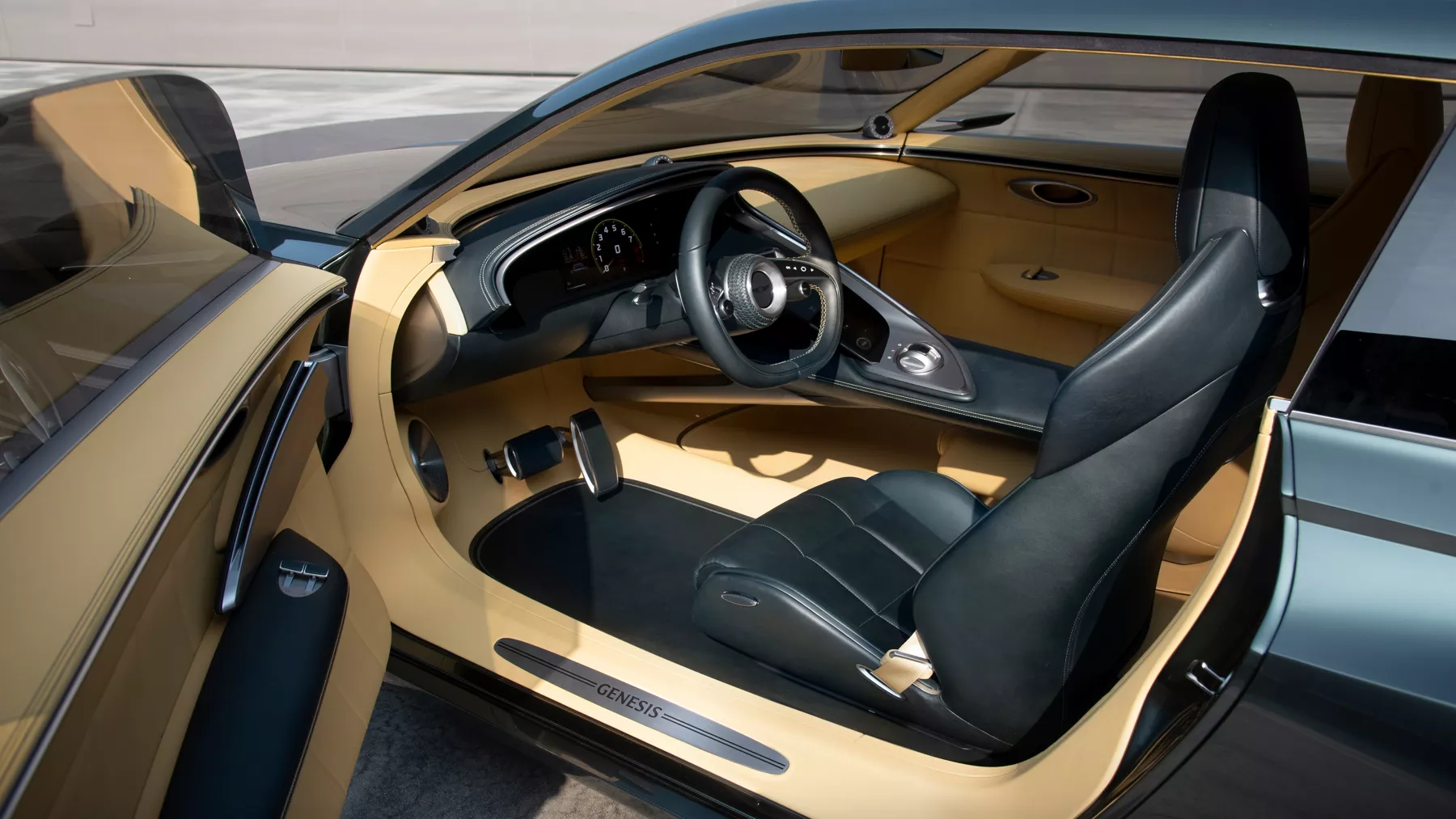 X Speedium Coupe Concept driver’s seat and steering wheel.