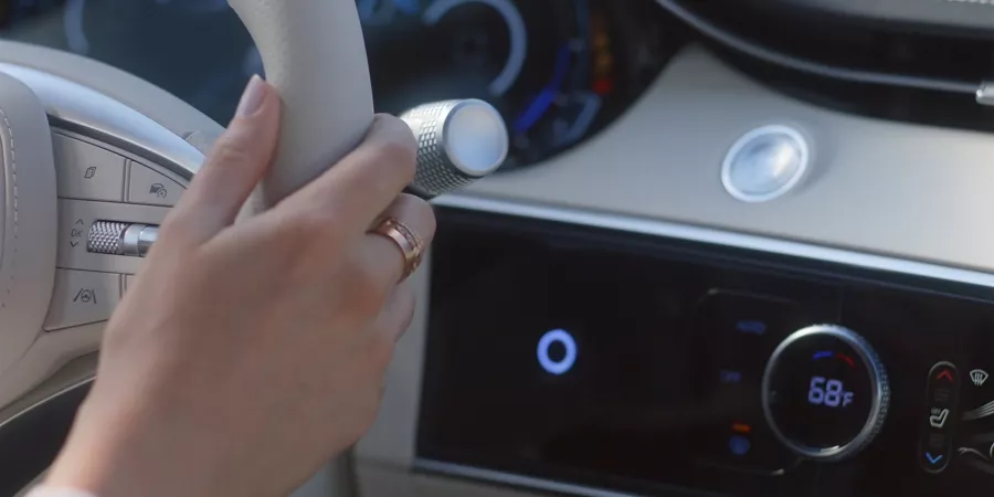 Electrified GV70 steering wheel.