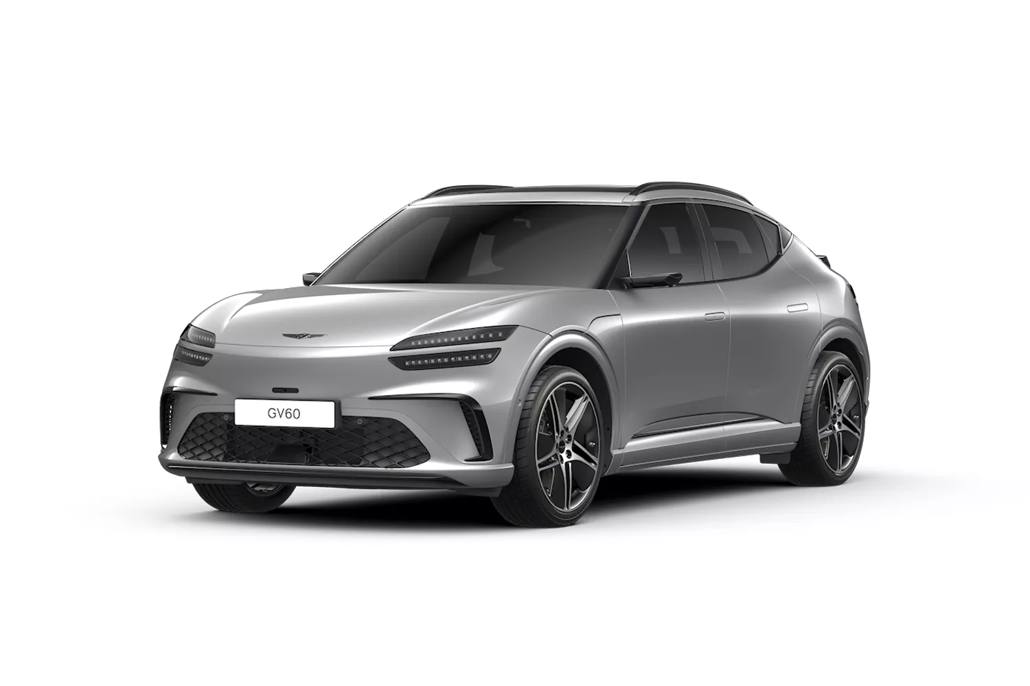 Driver side profile angle of 2026 Genesis GV60 in Savile Silver