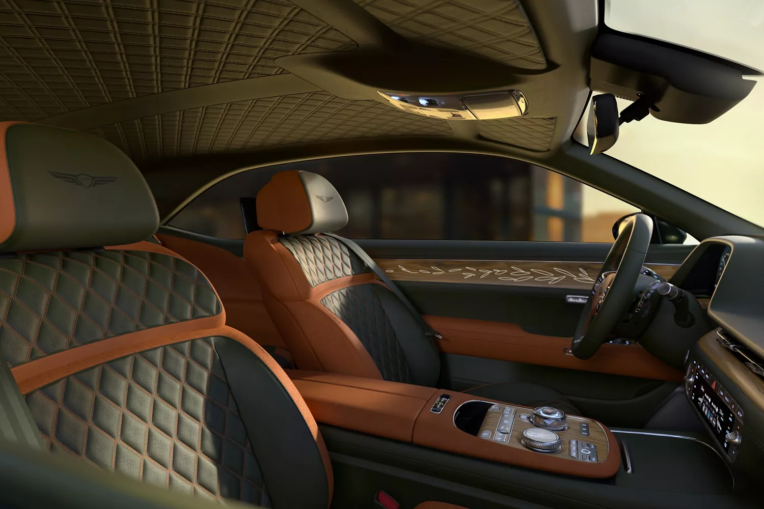 Interior passenger side view of front seats in Genesis X Gran Coupe concept