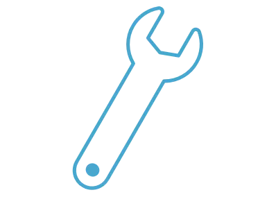 Blue wrench for complimentary scheduled maintenance