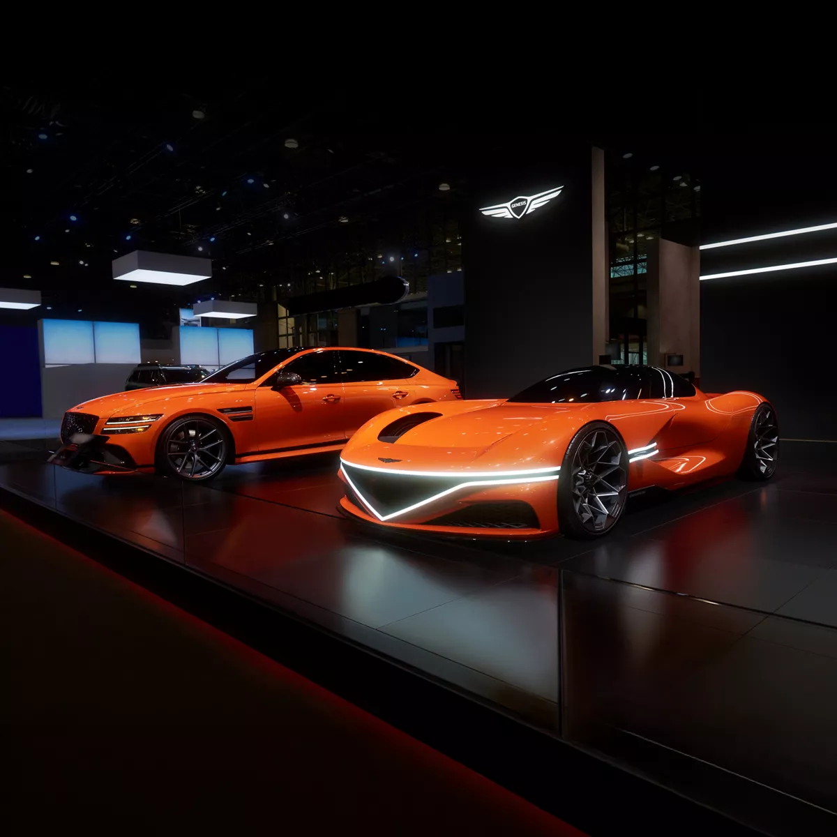 Genesis G80 Magma Special & X Gran Berlinetta concept vehicles at New York International Auto Show