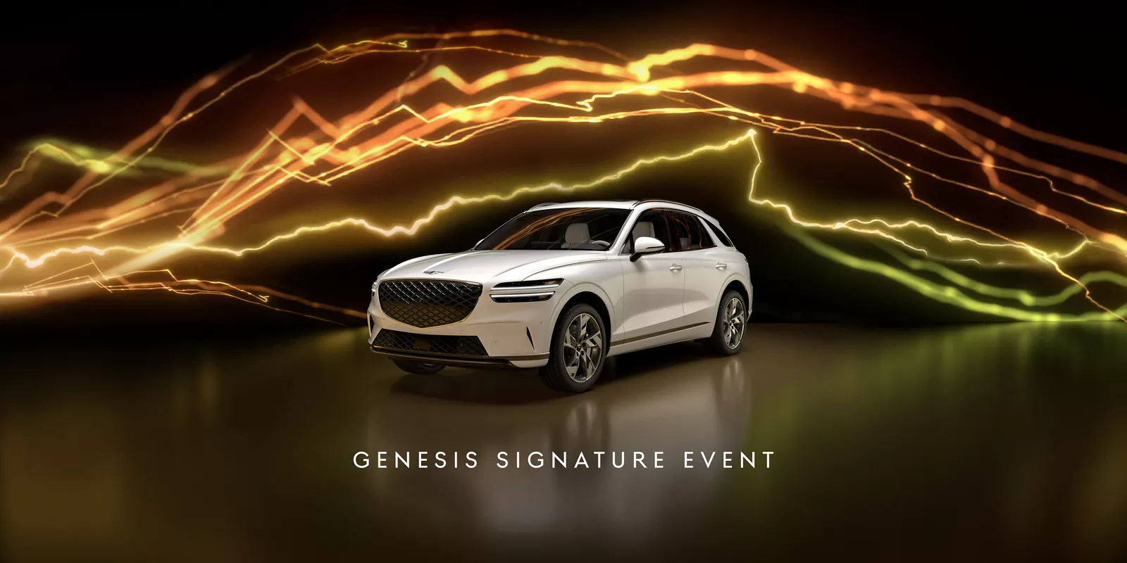 White Genesis with "Genesis Signature Event" written beneath it