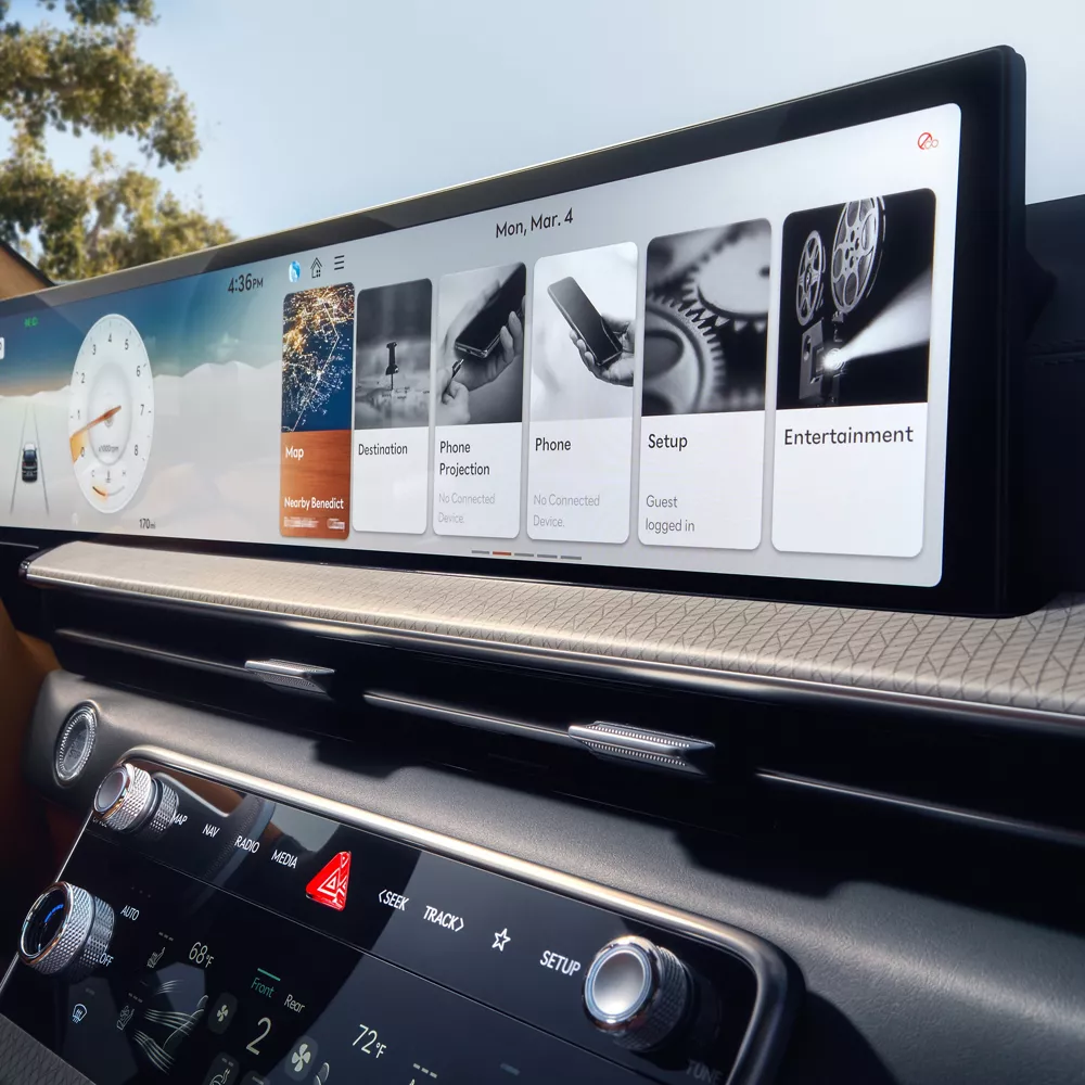 Interior shot of Genesis GV80 center infotainment/navigation screen
