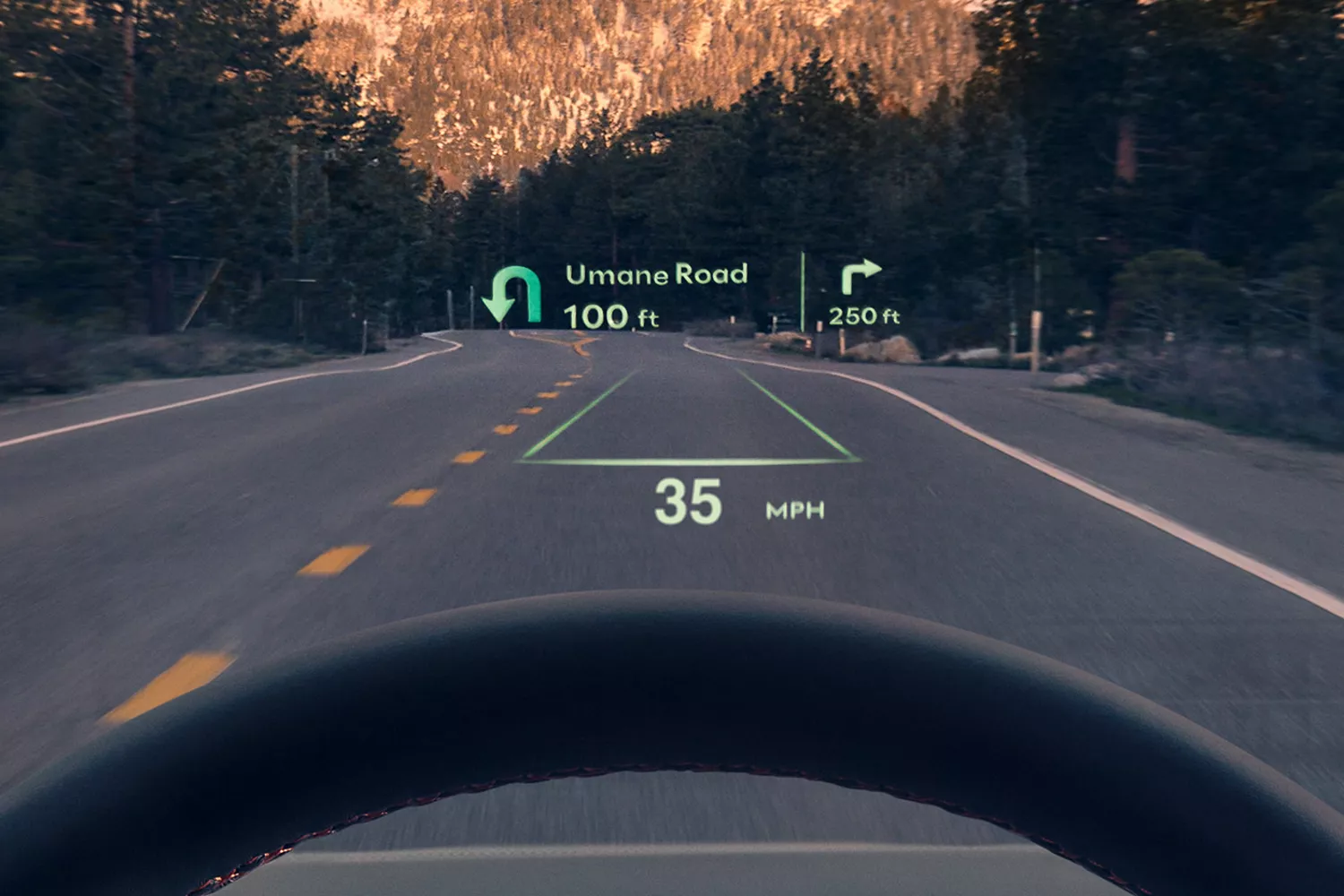 Interior close up of 27-inch OLED instrument cluster and navigation system inside Genesis G80
