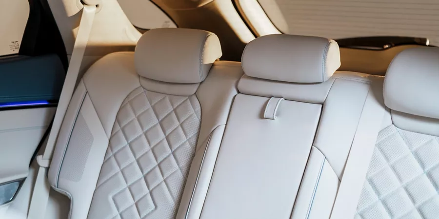 Interior shot of rear seats in Genesis Electrified GV70