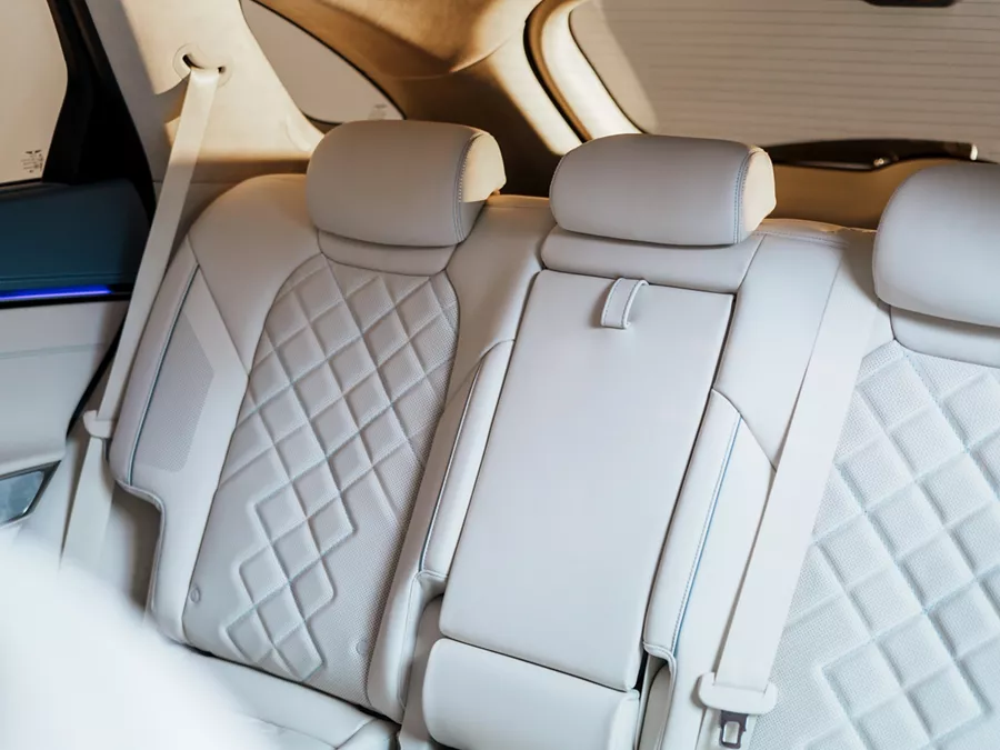 Interior shot of rear seats in Genesis Electrified GV70