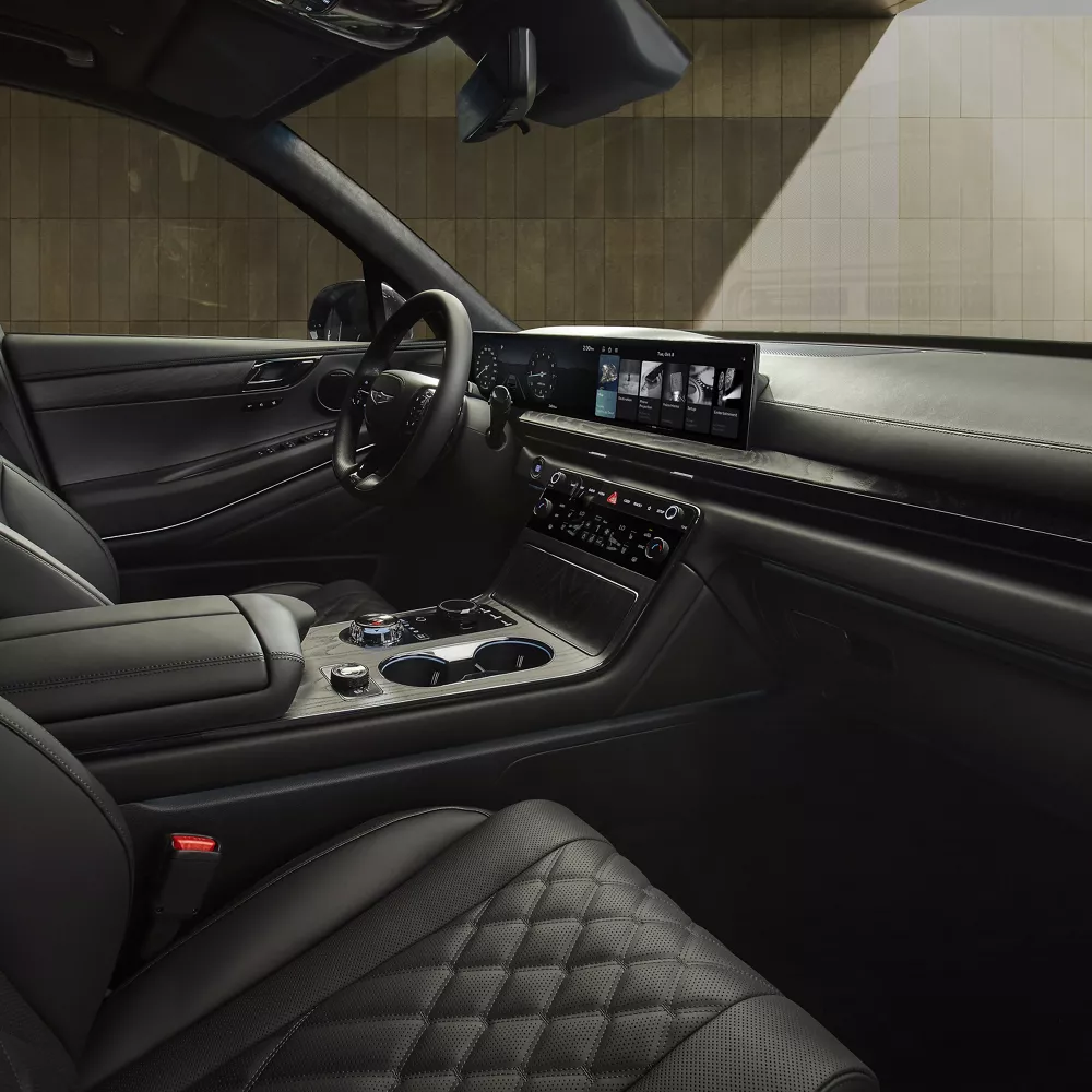 Interior passenger side pov of 2026 Genesis GV80 Coupe Prestige Black