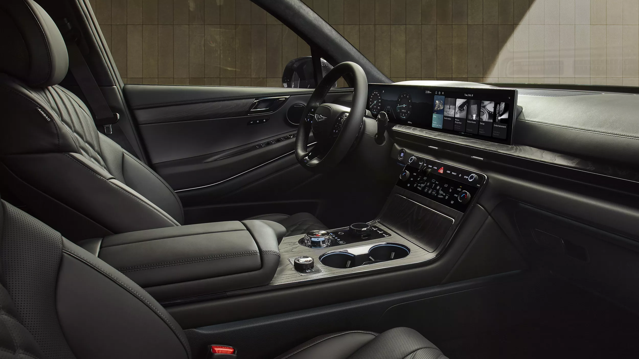 Interior passenger side view of 2026 Genesis GV80 Coupe Prestige Black