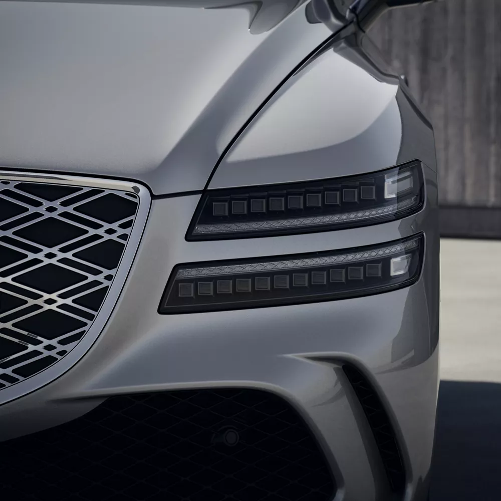Close up of Genesis G80 headlight