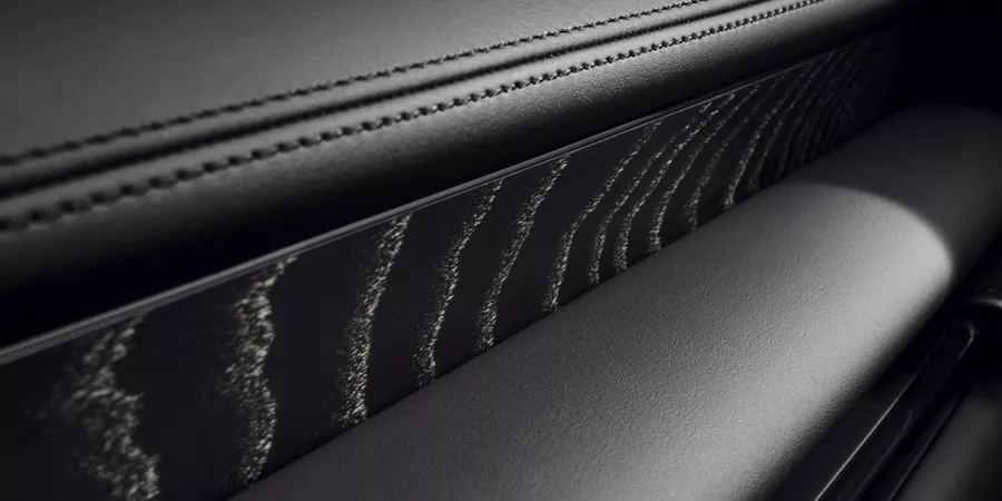 Black leather and black ash wood details inside the 2026 Genesis G80 Prestige Black
