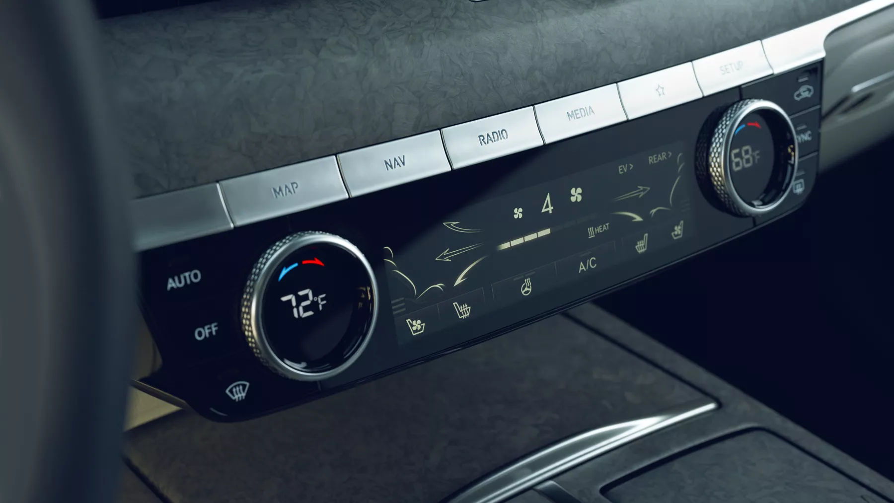 Electrified G80 air conditioning and heating controls.