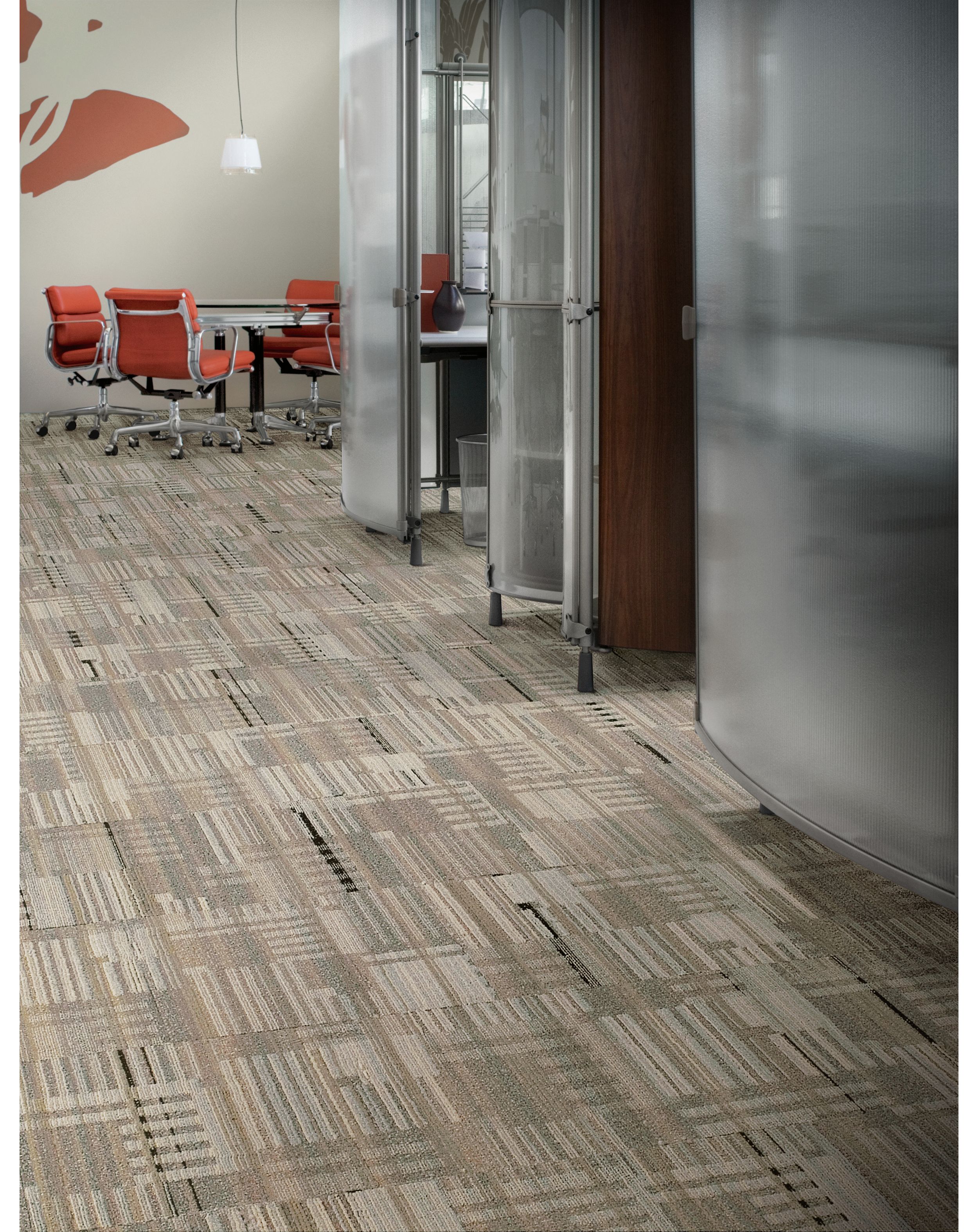Interface Remade carpet tile in open hallway with seating area in background image number 1