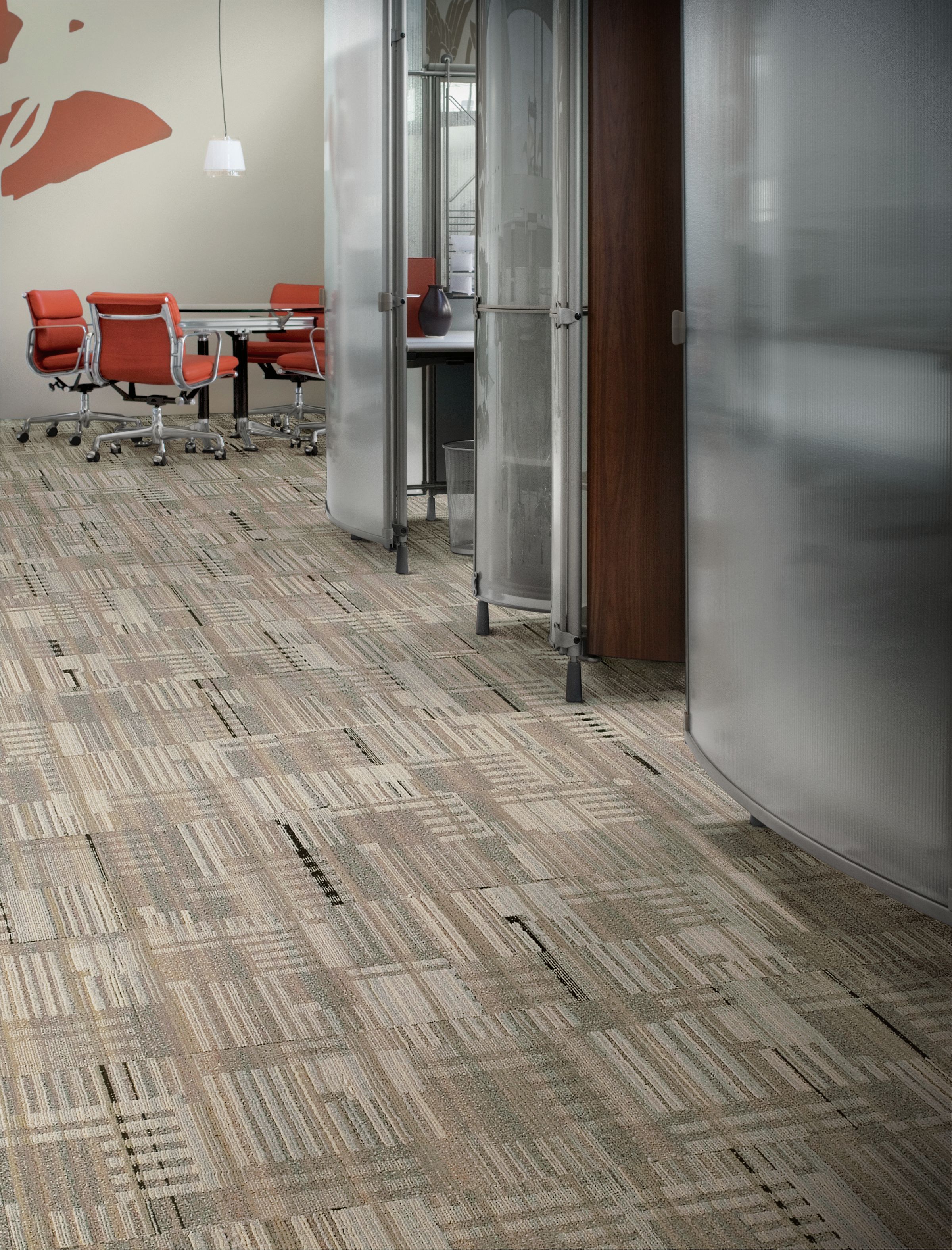 Interface Remade carpet tile in open hallway with seating area in background imagen número 1