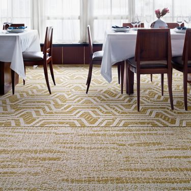 Interface PM01 and PM19 plank carpet tile in upscale dining area image number 1