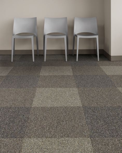 Interface Broomed, Grooved and Brushed carpet tile in room with three chairs image number 6