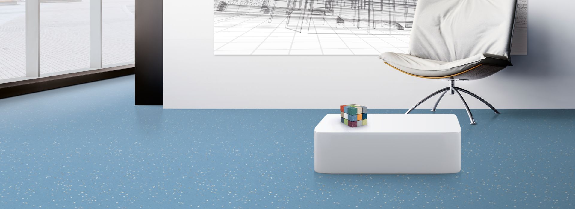 noraplan signa-environcare rubber flooring in lobby