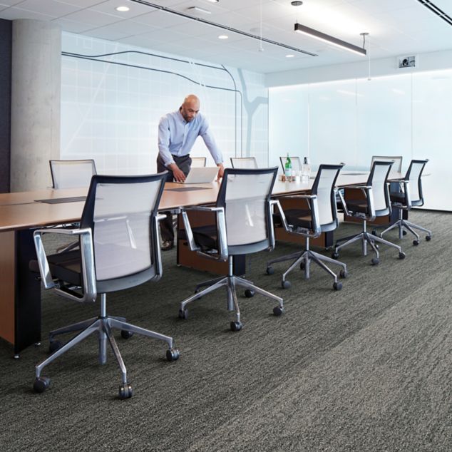 Interface Open Air 402 carpet tile in large conference room