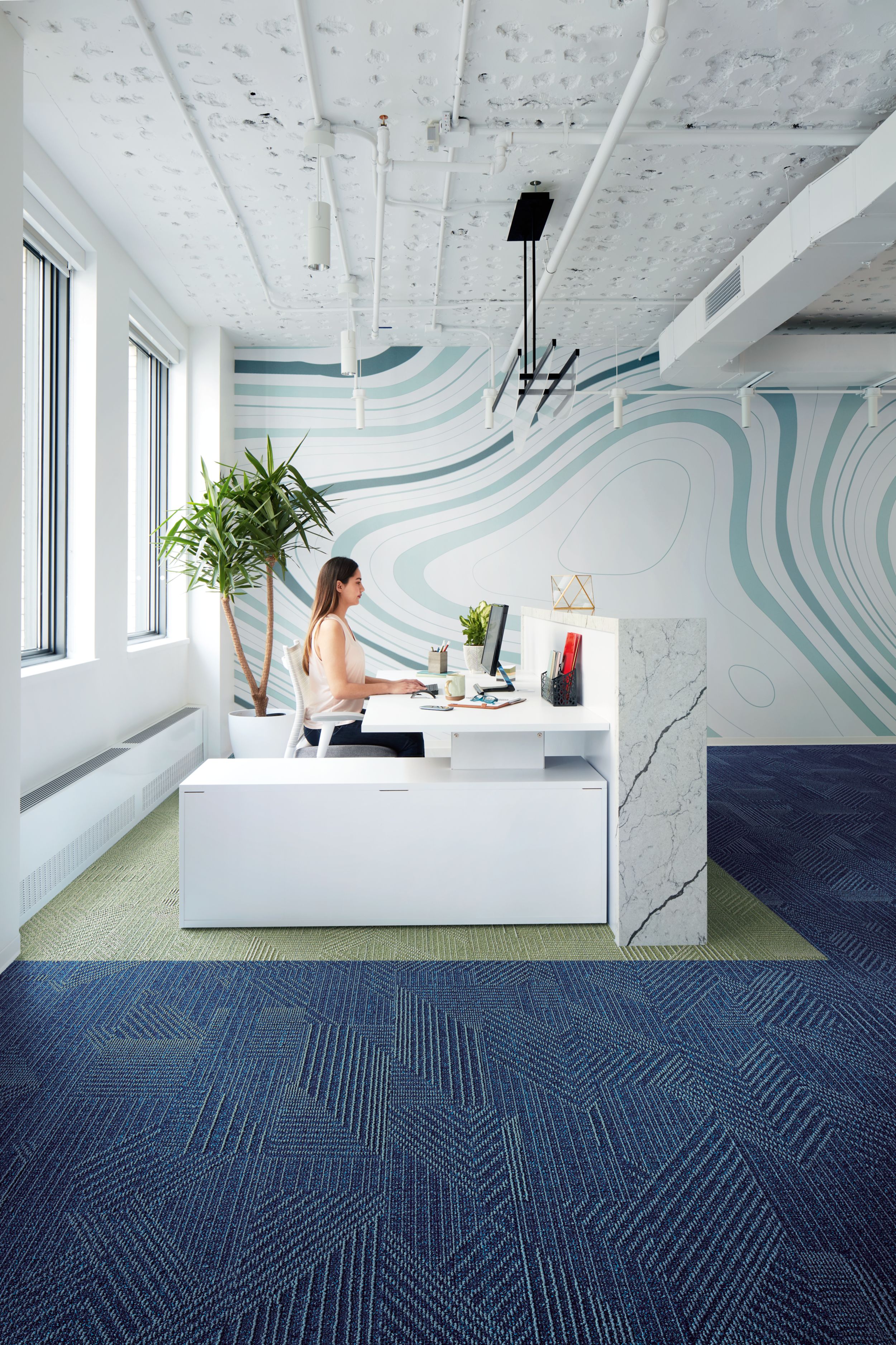 Interface Play the Angle plank carpet tile in receptionist area with women behind desk image number 9