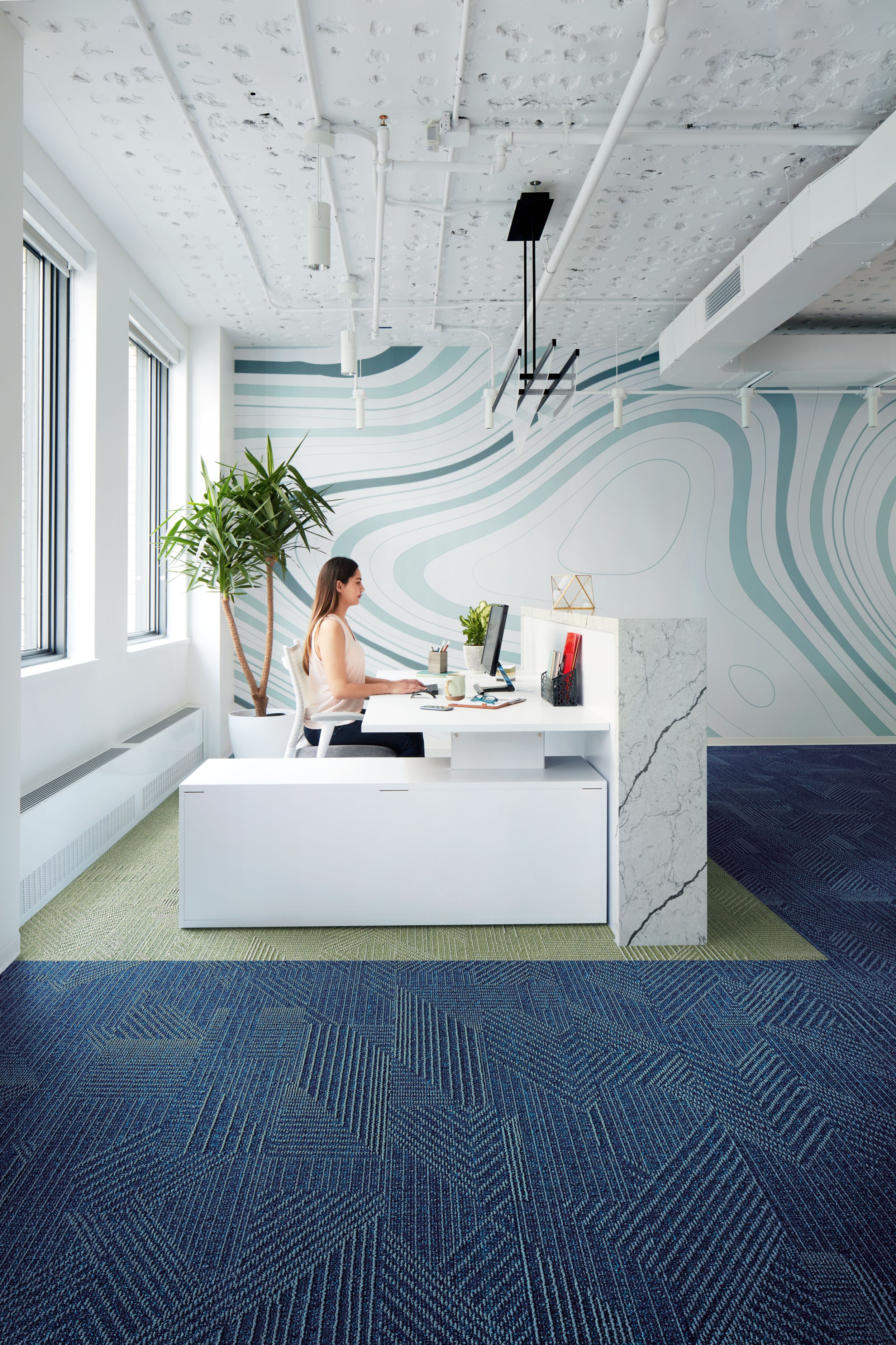 Interface Play the Angle plank carpet tile in receptionist area with women behind desk image number 13