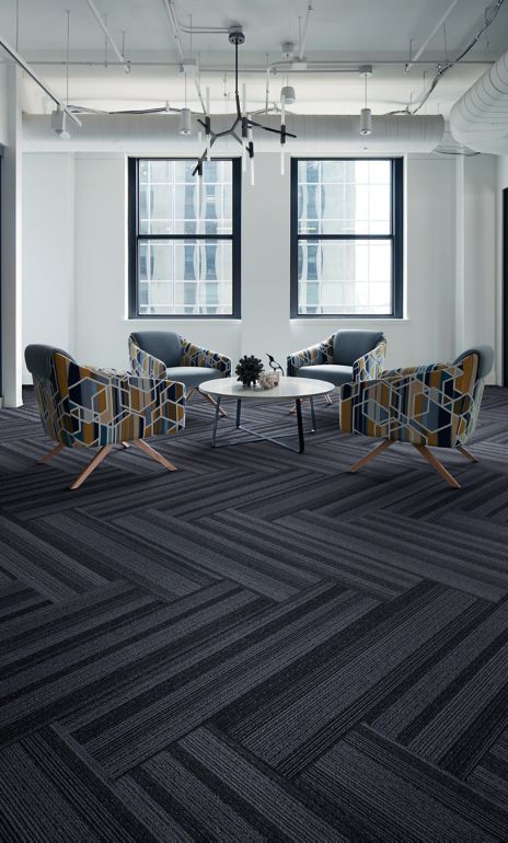 Interface Translucent plank carpet tile in seating area