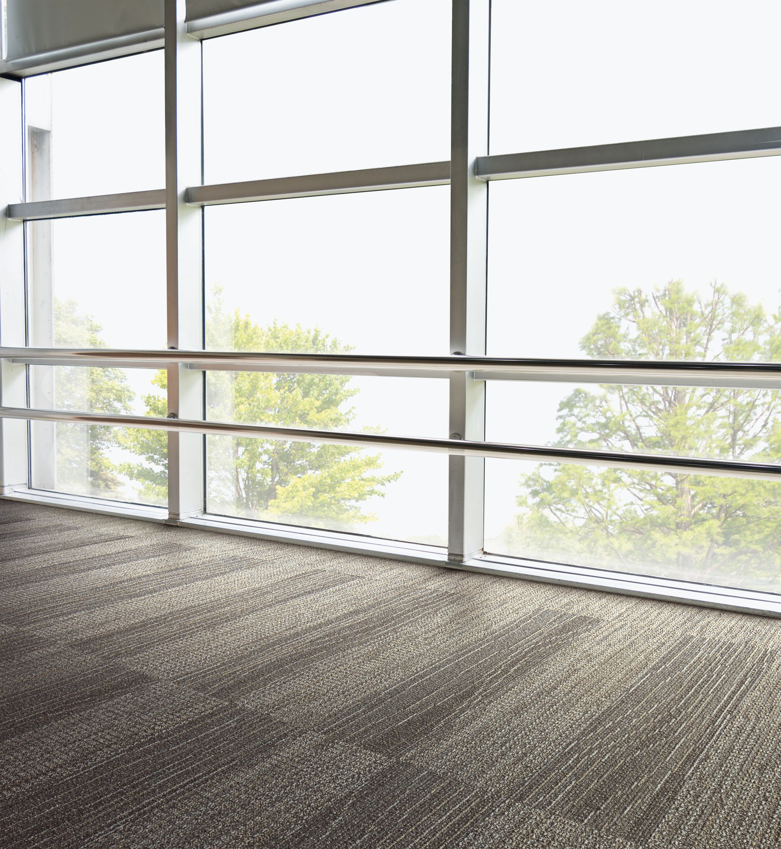 Interface Afternoon Light and Snow Moon carpet tile in corridor with glass walls image number 4