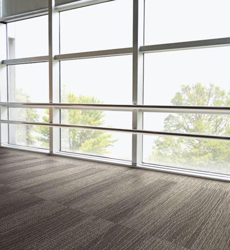Interface Afternoon Light and Snow Moon carpet tile in corridor with glass walls image number 4