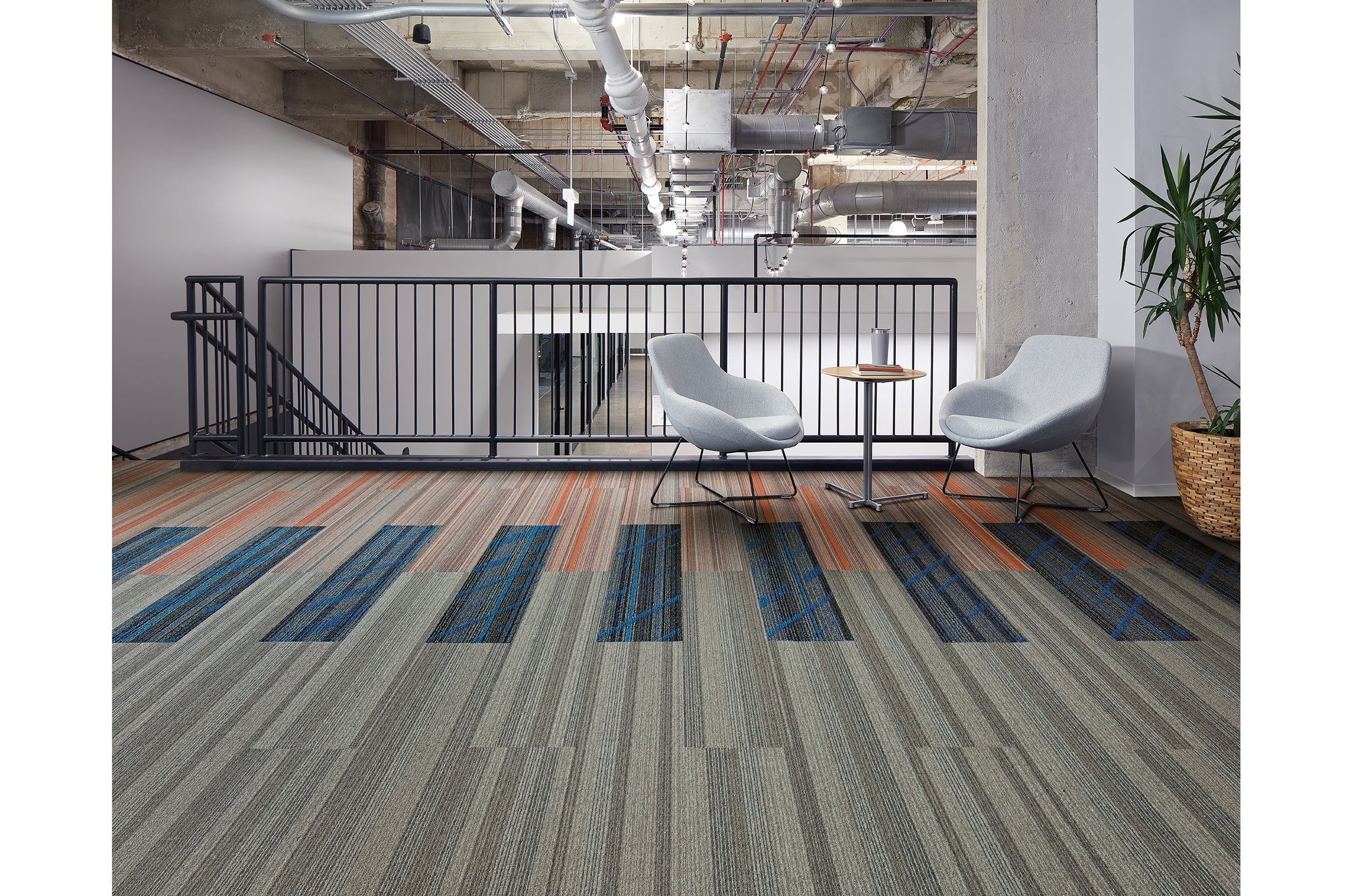 Interface Luminescent, Aglow and Translucent plank carpet tile in seating area image number 3