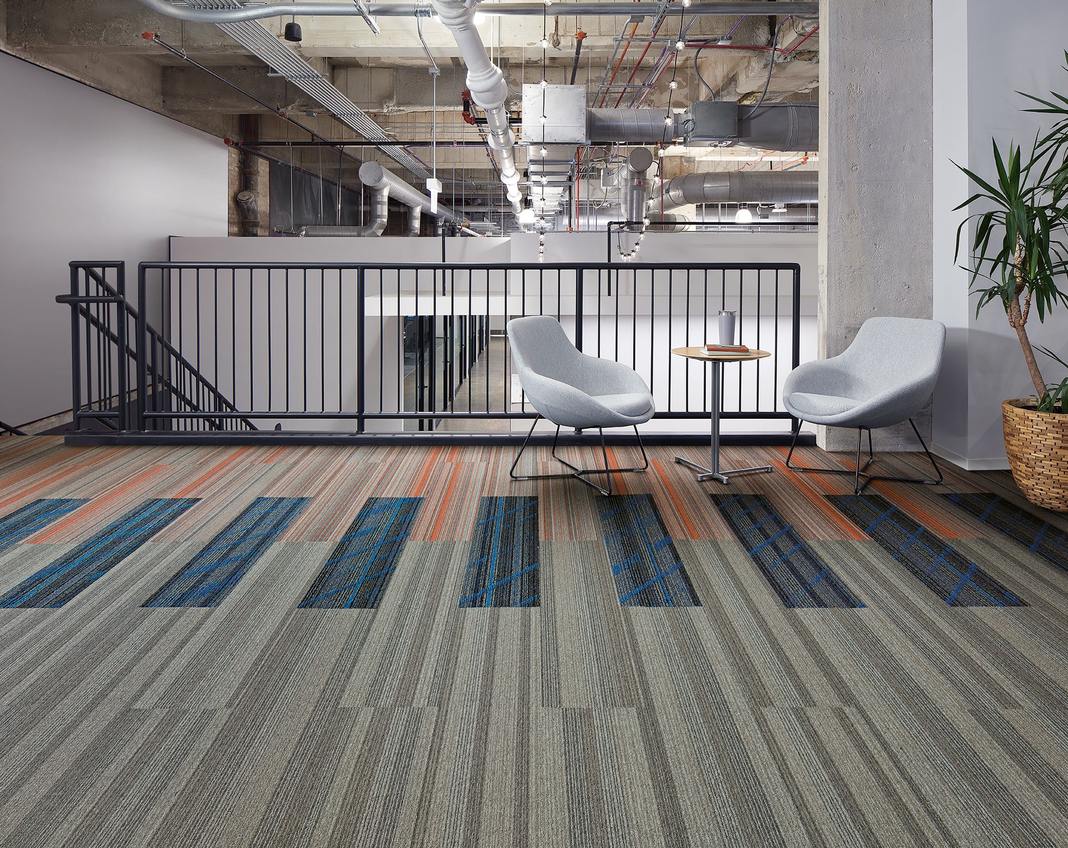 Interface Luminescent, Aglow and Translucent plank carpet tile in seating area image number 7