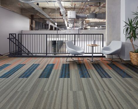 Interface Luminescent, Aglow and Translucent plank carpet tile in seating area image number 2