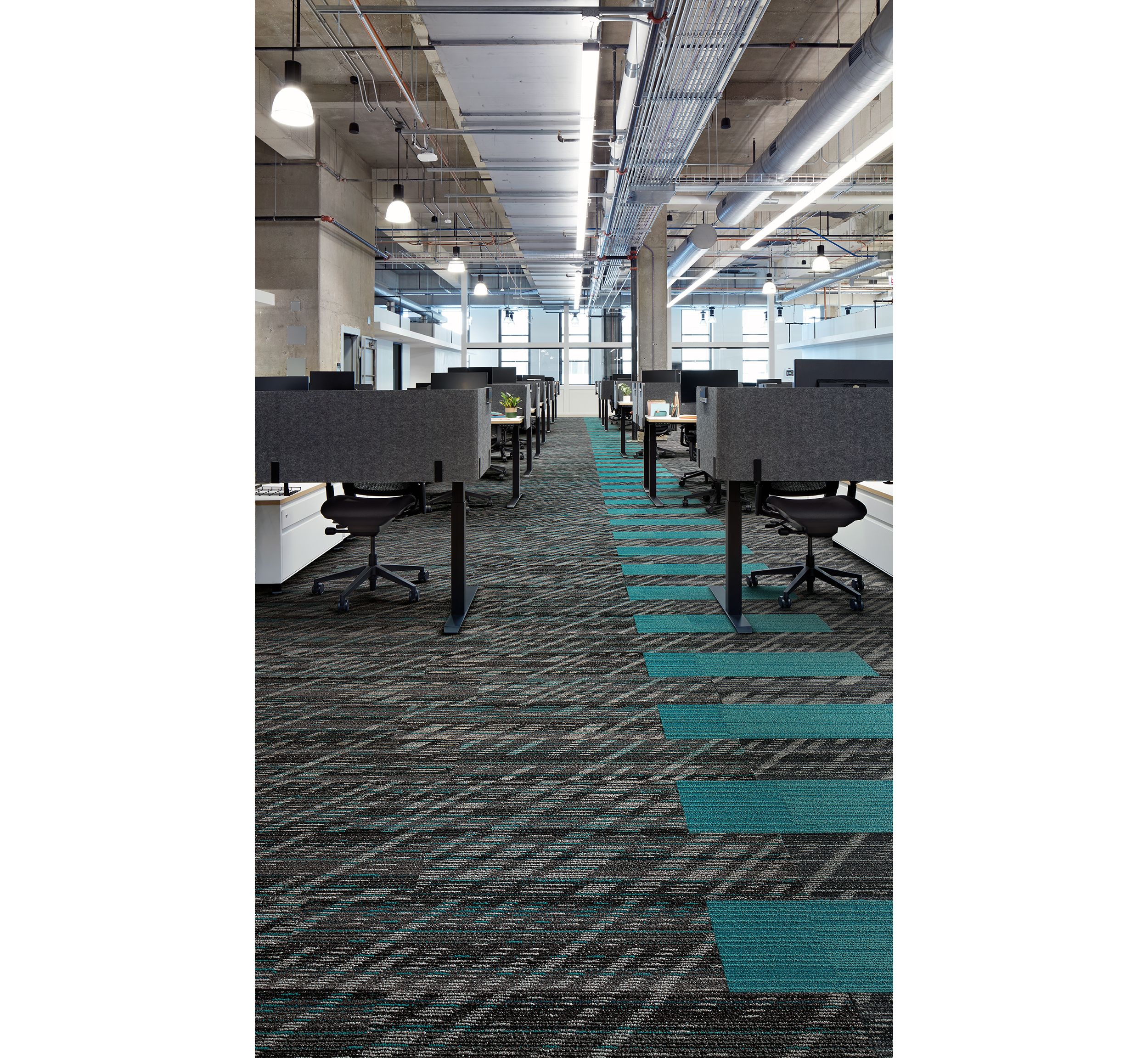 Interface Soft Glow and On Line plank carpet tile in open office image number 3