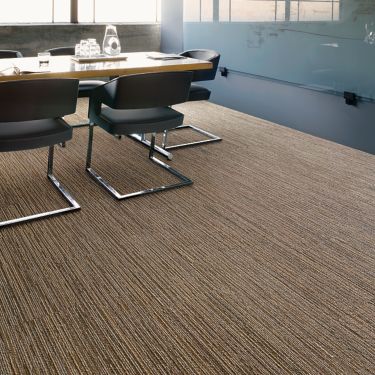 Interface Winter Sun plank carpet tile in meeting room with table and chairs image number 1