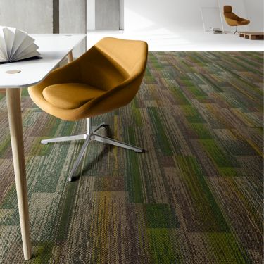 Interface Aerial Flying Colors AE315 plank carpet tile in open office