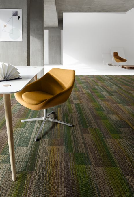 Interface Aerial Flying Colors AE315 plank carpet tile in open office