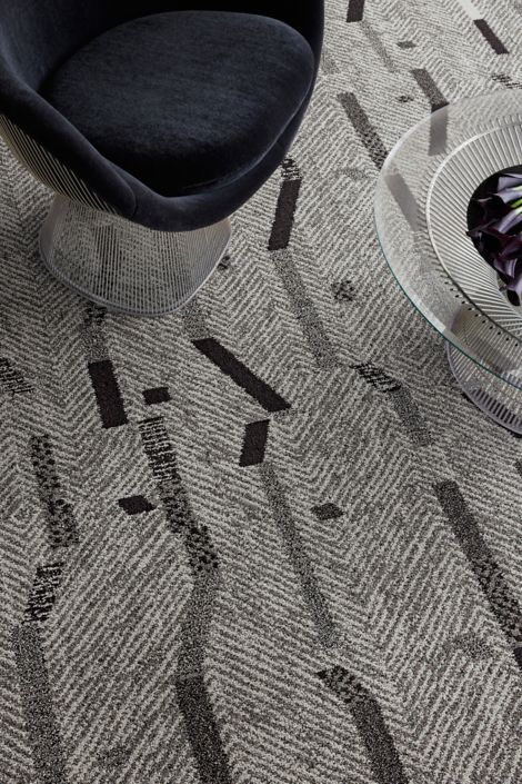 Interface Accent Hour plank carpet tile detail shot with Knoll Platner chair and table image number 4