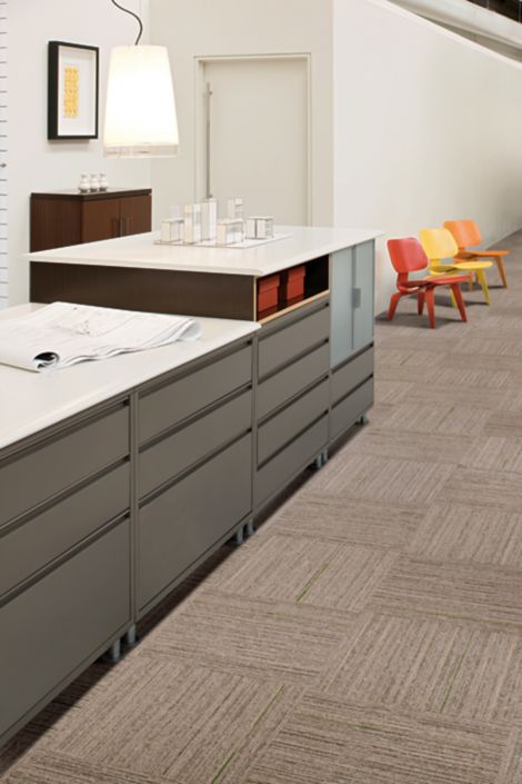 Interface Alliteration carpet tile in workspace with filing cabinets