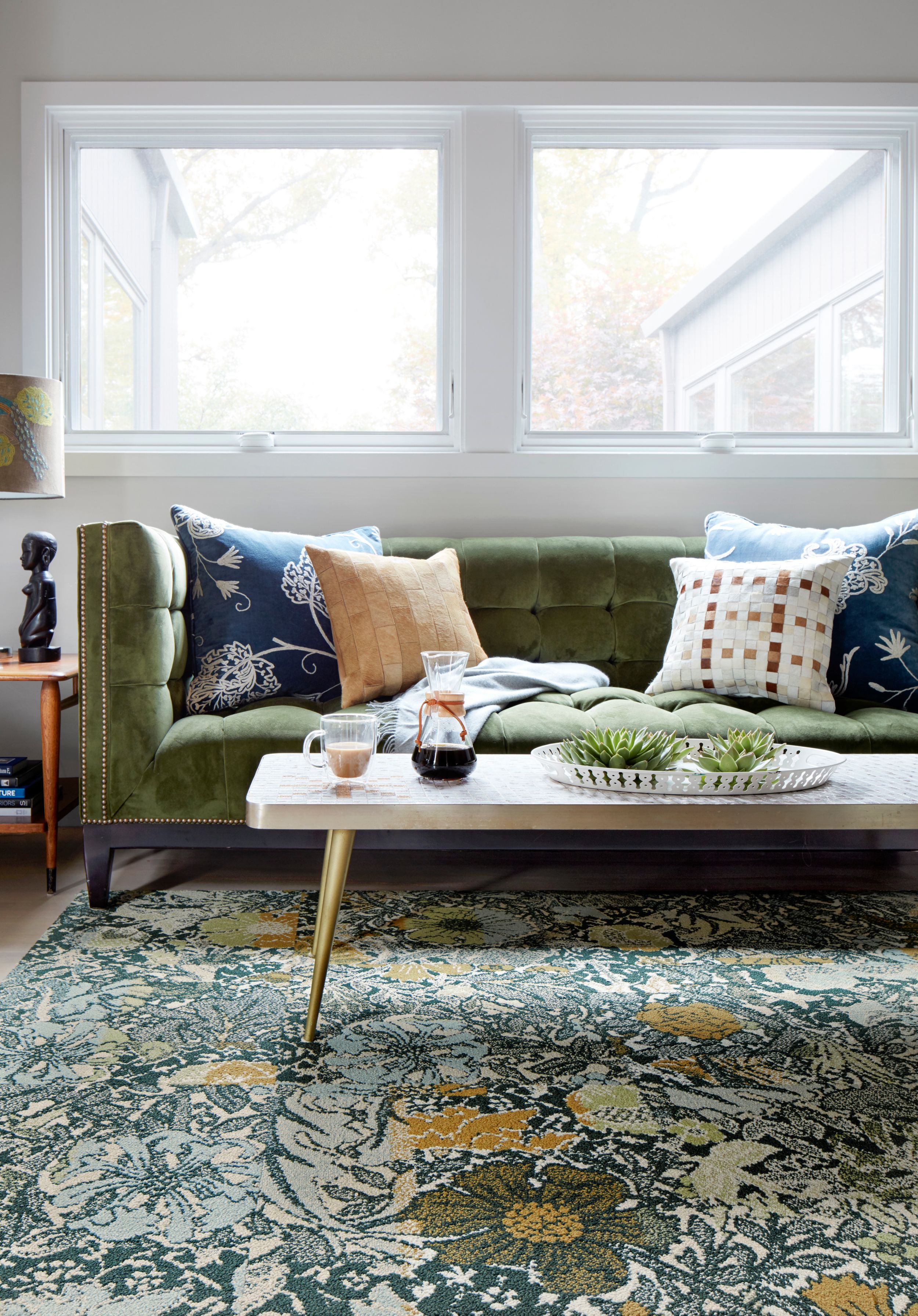 FLOR Among The Wildflowers carpet tile in residential living room image number 1